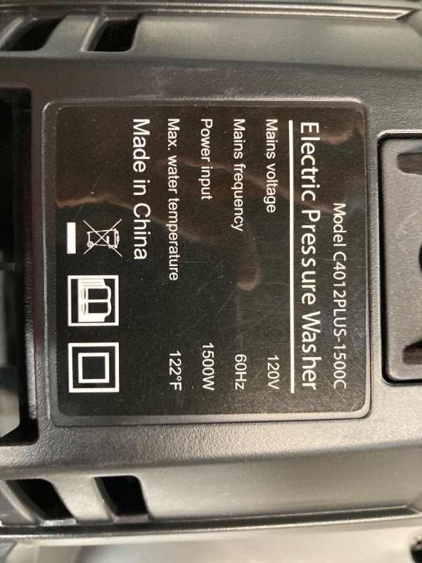 Photo 4 of *** MISSING PARTS**** Electric Pressure Washer- 4000 PSI 2.8 GPM Electric Power Washer with Winding 35FT Power Cord, 20FT Hose, 4 Different Nozzles, Soap Cannon for Car, Garden, Yard, House, Green