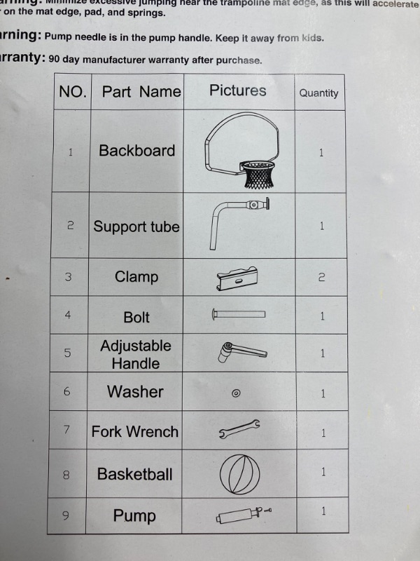 Photo 4 of ***MISSING PARTS*** Trampoline Basketball Hoop with Mini Basketball Easy to Install Basketball Hoop for Trampoline Fit for Straight Pole and Curved Pole