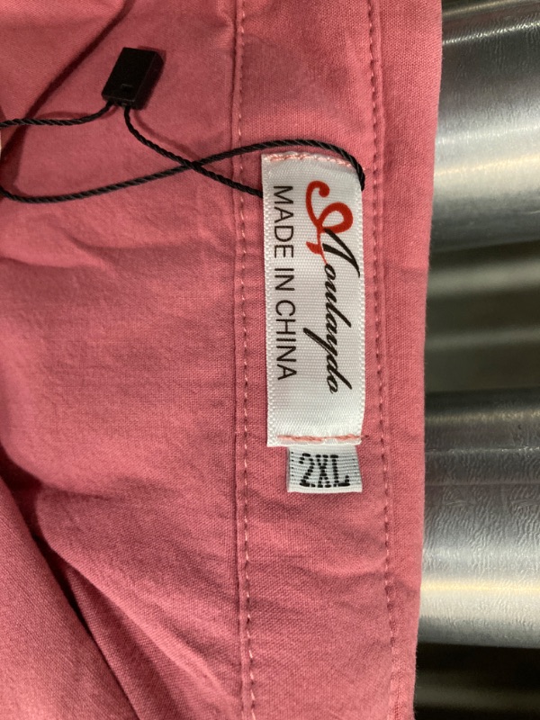Photo 1 of Aoulaydo Women’s 2 Piece Lounge Tracksuit Outfit Set Summer Button Down Long Sleeve Shirt with Short Set Casual Matching Set 2XL Dark Pink