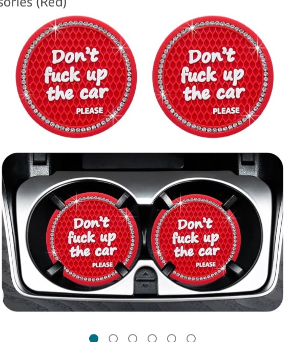 Photo 1 of ***BUNDLE 3 PACK (6pcs total) ***  Bling Car Cup Coaster, 2.75 Inch Non-Slip Don't Fuck Up My Car Please Cup Holder Insert Coaster, Crystal Rhinestone Auto Drink Cup Mat, Universal Car Accessories (RED)