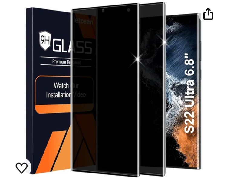 Photo 1 of ***BUNDLE 2 PACK (4pcs total)*** Galaxy S22 Ultra Screen Protector, 9H Tempered Glass, Ultrasonic Fingerprint Support, 3D Curved, HD Clear Film  for Samsung S22 Ultra 