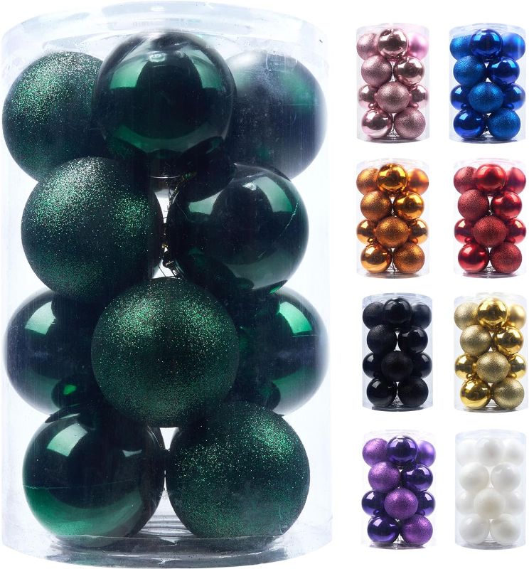 Photo 1 of *** SEE PHOTOS FOR COLOR*** Emopeak 3.15" 16Pcs Christmas Balls Ornaments for Xmas Christmas Tree - Shatterproof Christmas Tree Decorations Hanging Ball for Holiday Wedding Party Decoration (Dark Green, 3.15 inch-8.1CM) Dark Green 3.15 inch-8.1CM