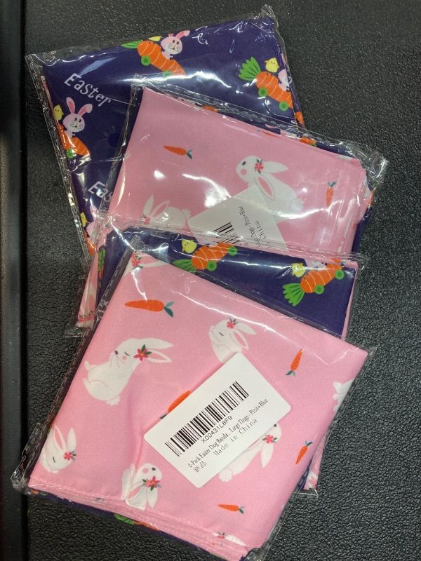 Photo 2 of ***BUNDLE 4 PACK (8pcs total)*** Dog Easter Bandana, Double Layer Reversible Pet Scarf Adjustable with Easter Bunny/Carrot/Chick Patterns, Happy Easter Dog Easter Outfit for Medium Large Dogs(Pink+Blue) Easter Pink + Blue