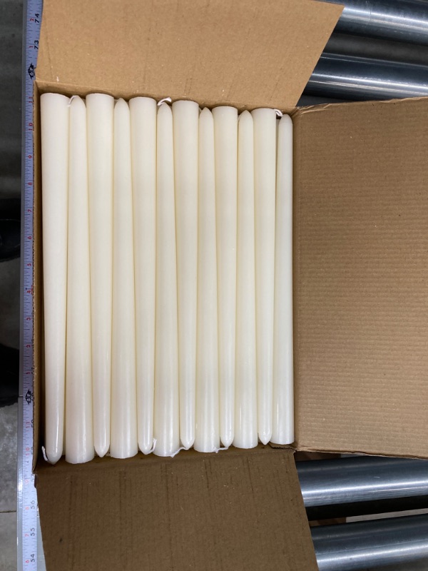 Photo 2 of 48 Pcs 12 Inch Taper Candles,Unscented Dripless Tall Candles Bulk,Long Burning Paraffin Wax with Wicks Candle for Candlesticks Dinner Table Vigil, Wedding Advent Christmas Thanksgiving (Ivory)