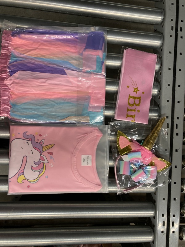 Photo 1 of Tutu and Sian Unicorn Birthday Outfit for Girls - Unicorn Shirt, Tutu Skirt Dress, Birthday Girl Crown, Hair Bow & Satin Sash Size 6 Year