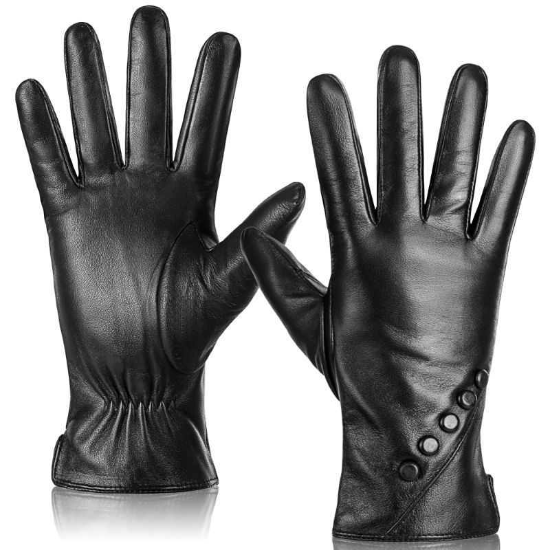 Photo 1 of ***BUNDLE 2 PACK*** Leather Gloves for Women Medium, Wool Fleece Lined Winter Warm Touchscreen texting Driving Genuine Sheepskin Gloves