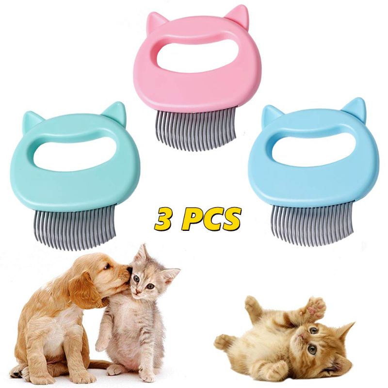 Photo 1 of *** BUNDLE 3 PACK (9 pcs total)*** Cat Comb Pet Cat Short & Long Hair Removal Massaging Shell Comb Soft Deshedding Brush Grooming and Shedding Matted Fur Remover Massage Dematting Tool for Dog Puppy Rabbit Bunny (3 Piece)
