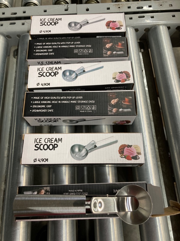 Photo 2 of ***BUNDLE  6 Pack*** Ice Cream Scoop Stainless Steel Ice Cream Scooper Metal Ice Cream Scoops with Trigger, Perfect for Frozen Yogurt, Gelatos, Sundaes (Silver) Medium Silver