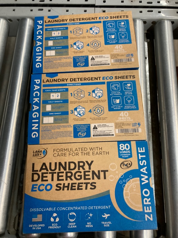 Photo 2 of ***BUNDLE 3 PACK (240 ct total)*** Laundry Detergent Sheets - Laundry Sheets Detergent - Laundry Soap Sheets - Zero Plastic Jugs Natural Washer Sheets - No Mess Laundry Strips & Travel Laundry Detergent - 80 Loads User Friendly Sheets Lavender 80 Count