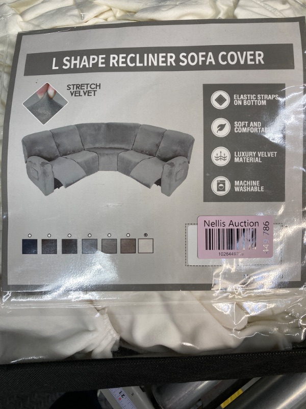 Photo 3 of ele ELEOPTION 5 Seater Sectional Recliner Cover, 7-Pieces Recliner Sofa Covers, Corner Reclining Sofa L-Shaped Sectional Couch Slipcovers Furniture Protector Thick Soft Washable (White Teeth)