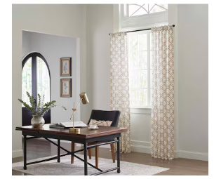 Photo 1 of allen + roth 84-in Taupe Light Filtering Back Tab Single Curtain Panel
