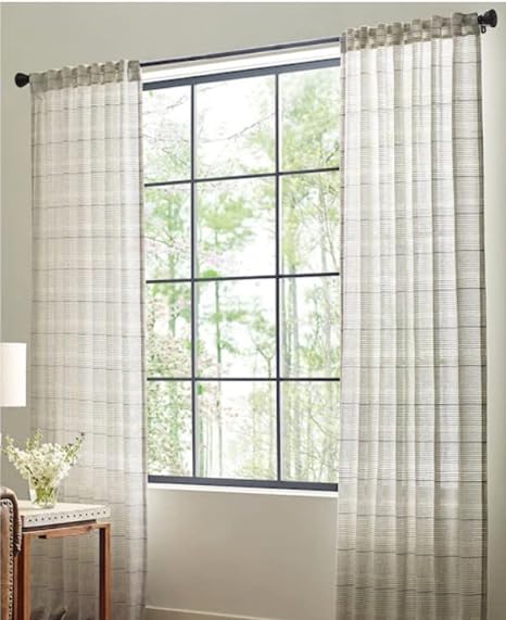 Photo 1 of allen + roth 84-in Aloe Polyester Light Filtering Rod Pocket Single Curtain Panel
