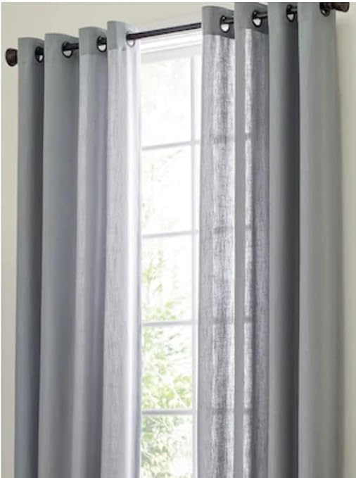 Photo 1 of allen + roth 84-in Slate Poly/Cotton Light Filtering Grommet Single Curtain Panel
