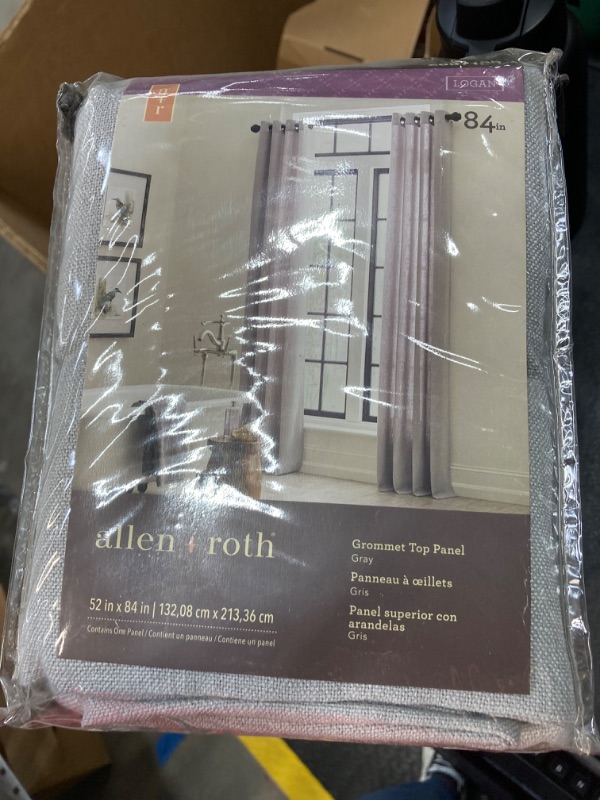 Photo 2 of allen + roth 84-in Grey Light Filtering Grommet Single Curtain Panel
