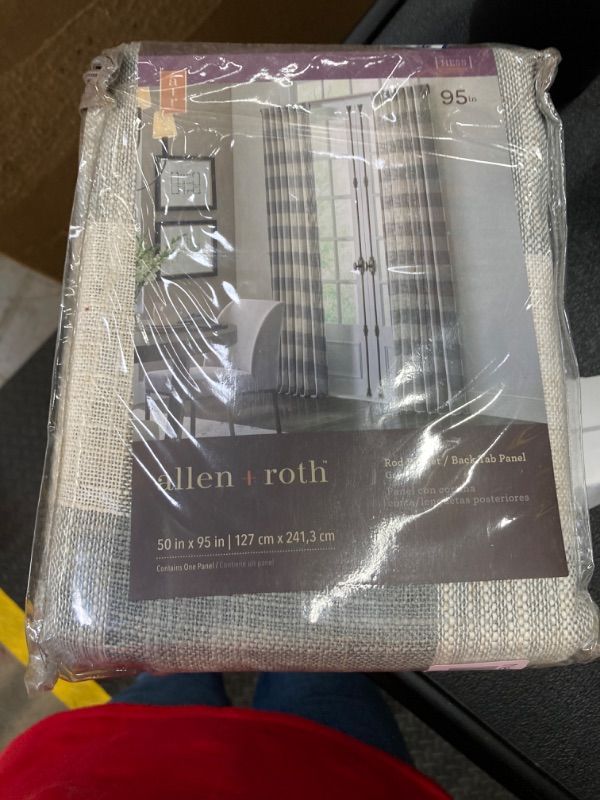 Photo 2 of allen + roth 84-in Grey Light Filtering Back Tab Single Curtain Panel
