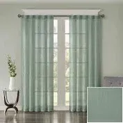 Photo 1 of allen + roth 95-in Sea Green Light Filtering Tie Top Single Curtain Panel
