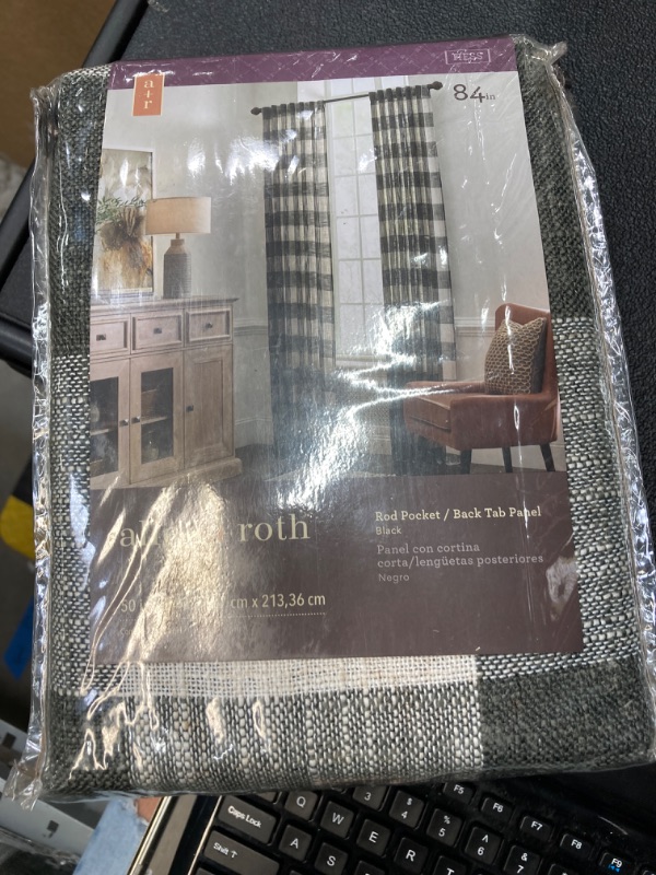 Photo 1 of allen + roth 84-in Black back Tab Single Curtain Panel
