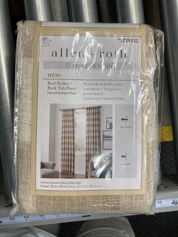 Photo 1 of allen + roth 95-in Natural Light Filtering Back Tab Single Curtain Panel