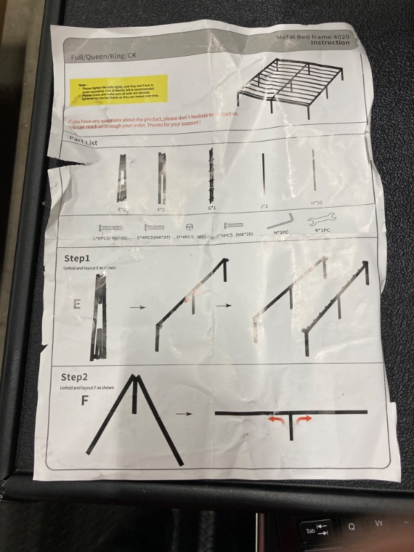 Photo 4 of ***MISSING PARTS*** zizin 18 Inches Full Size Heavy Duty Metal Platform Bed Frame Steel Slat Mattress Foundation Support No Box Spring Need with Under Bed Storage Space, Black Full 18 inch