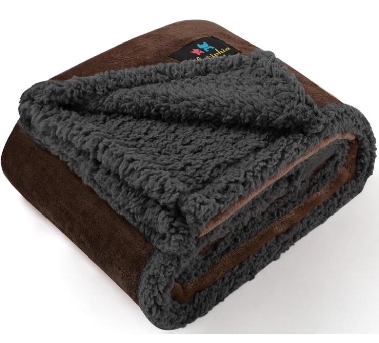 Photo 1 of  2 blanket set Luciphia Waterproof Blanket for Large Dogs Furniture Protector Washable Reversible Cover for Bed, Couch, Soft Sherpa Fleece Cat Blanket 65"x57" & 85"x57"