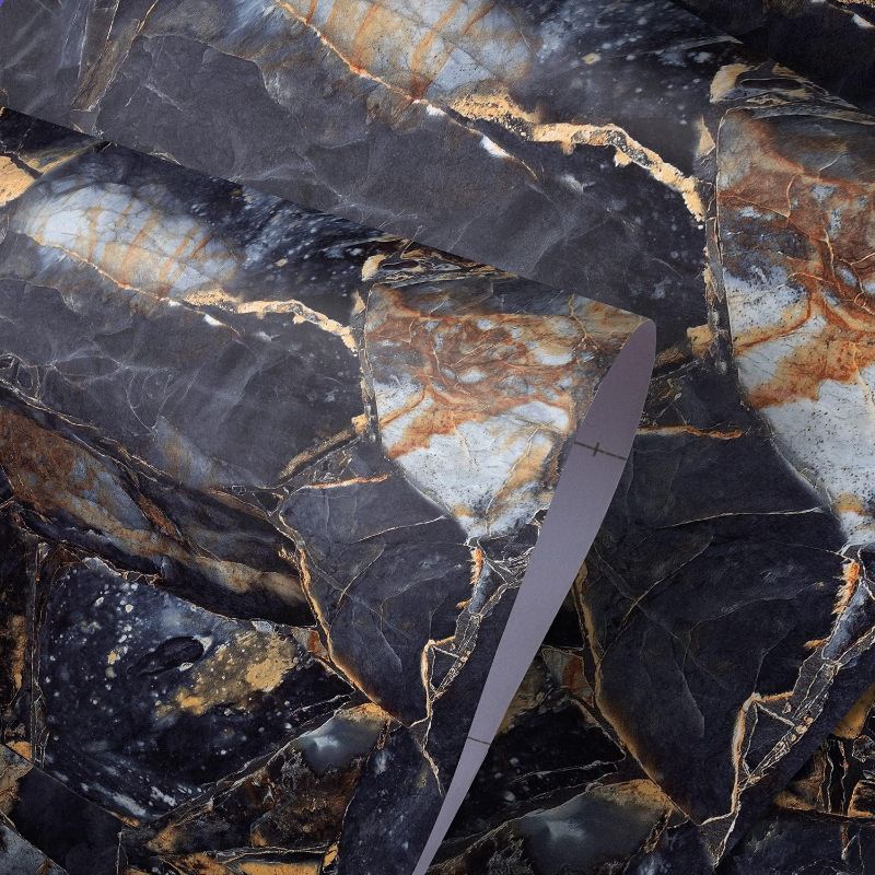 Photo 1 of *** SEE PHOTOS ** 24"x 200" Black Marble Peel and Stick Contact Paper, Ekmxmax Black and Gold Granite Wallpaper, Waterproof Self-Adhesive Vinyl Decorative Covering for Countertops Cabinets Shower Kitchen Furniture
