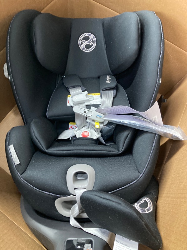 Photo 2 of CYBEX Eternis S with SensorSafe, Convertible Car Seat for Birth Through 120 Pounds, Up to 10 Years of Use, Chest Clip Syncs with Phone for Safety Alerts, Toddler & Infant Car Seat, Lavastone Black