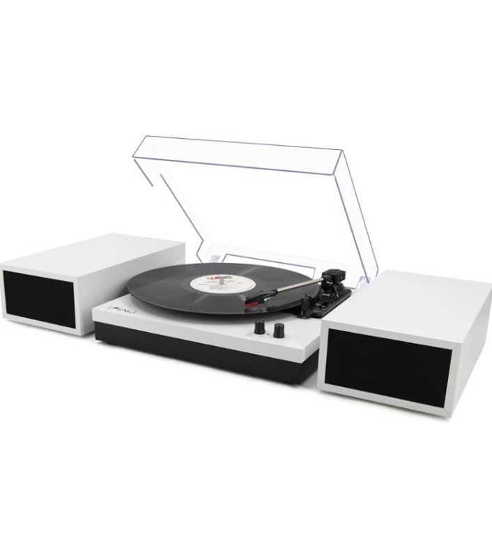 Photo 1 of WOCKODER Record Player for Vinyl with Speakers, 3-Speed Vinyl Record Player with Dual Stereo Speakers Support Wireless Connection RCA Output Aux in USB Vintage Design Turntable, R612 White