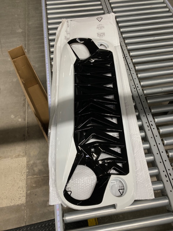 Photo 1 of American Modified Heavy Duty Aggressive Front Shark Grille for 2007 to 2018 Jeep Wrangler, JK/JKU, Rubicon, and Sahara Sport Models, White and Black