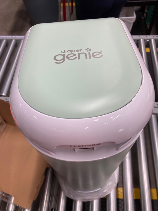 Photo 3 of Diaper Genie Platinum Pail (Sage Green) is Made in Durable Stainless Steel and Includes 1 Easy Roll Refill with 18 Bags That can Last up to 5 Months.