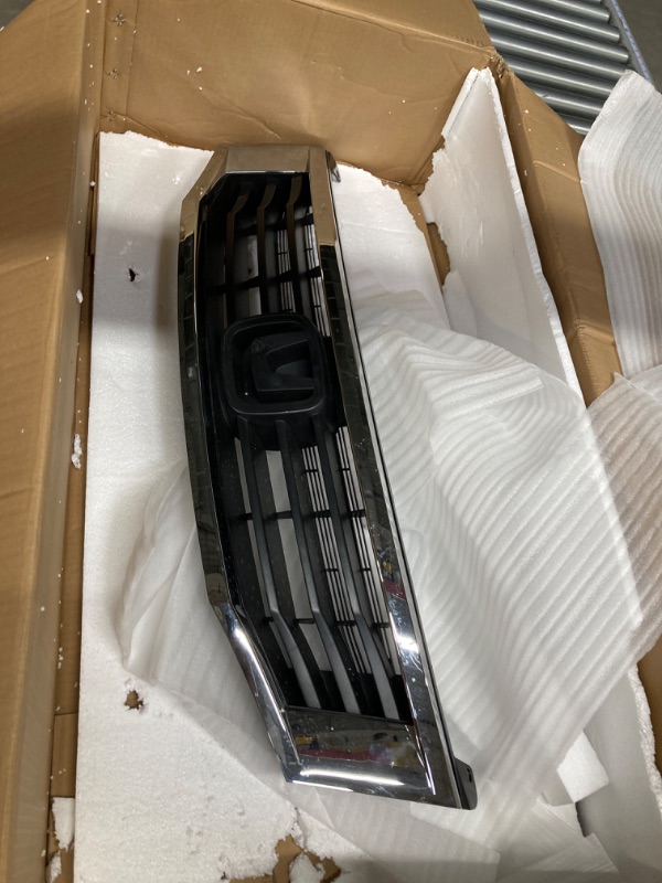 Photo 2 of PIT66 Front Upper Hood Bumper Grilles, Compatible with Honda 2008-2010 Accord 4DR Black with Chrome Molding Trim Grill 2008-2010 Grille