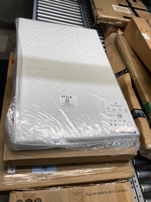 Photo 2 of Dream On Me Holly 3” Fiber Portable, Greenguard Gold Certified, Waterproof Vinyl Cover, Lightweight Mini Crib Mattress, White