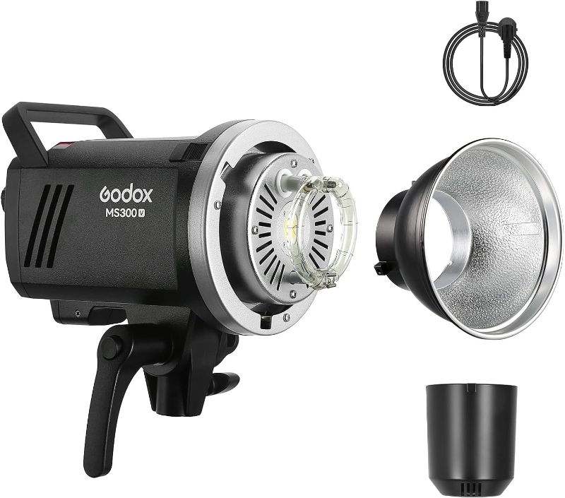 Photo 1 of Godox MS300V MS300-V Compact Studio Strobe Flash Light - 300W,GN58 0.1-1.8S Recycle Time,2.4G X System,Bowens Mount LED Modeling Lamp for Photographic Studio Portrait Shooting(MS300 Upgraded Version