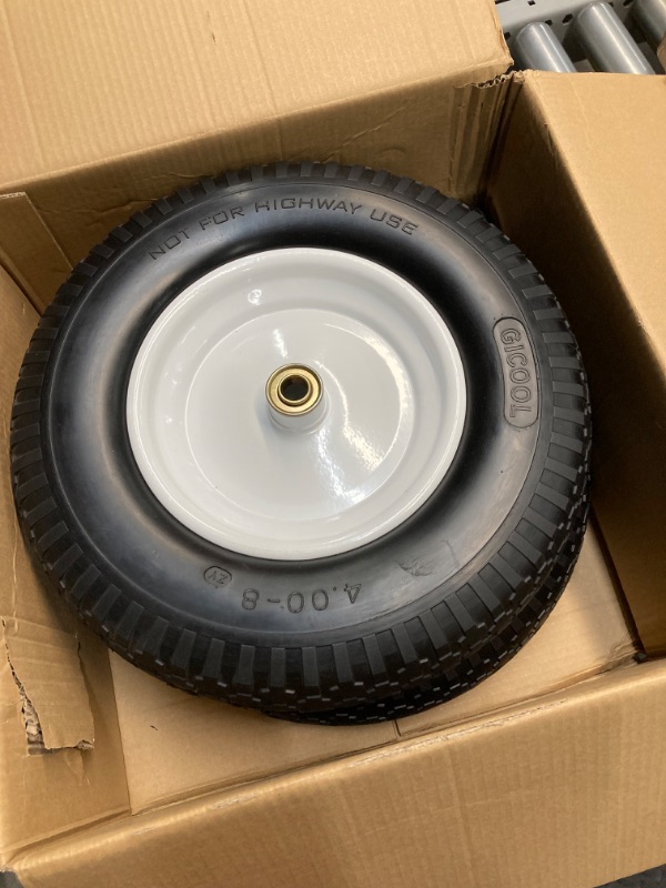 Photo 3 of 13x5.00-6 Flat Free Lawn Mower Tire and Wheel, Riding Lawnmower Tire with 3"-5.5" Centered Hub and 3/4" & 5/8" Bearings, Tractor Turf Tire Turf-Friendly