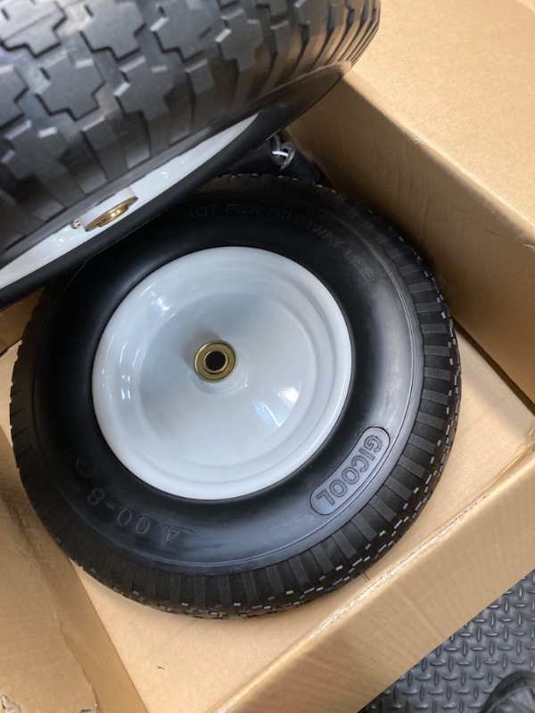 Photo 2 of 13x5.00-6 Flat Free Lawn Mower Tire and Wheel, Riding Lawnmower Tire with 3"-5.5" Centered Hub and 3/4" & 5/8" Bearings, Tractor Turf Tire Turf-Friendly