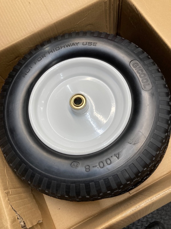 Photo 4 of 13x5.00-6 Flat Free Lawn Mower Tire and Wheel, Riding Lawnmower Tire with 3"-5.5" Centered Hub and 3/4" & 5/8" Bearings, Tractor Turf Tire Turf-Friendly