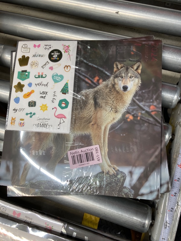 Photo 2 of Wolf Calendar 2024 and Sticker Pack, Large 12 x 12 inch, Wolf Wall Calendar with Sticker Set, Gift for Wolf Lovers, Cute Calendar for girls or boys 2 PACK 