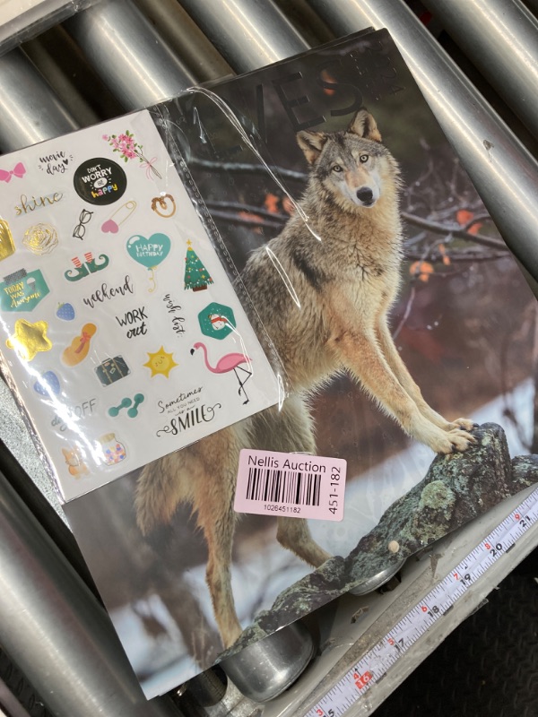 Photo 2 of Wolf Calendar 2024 and Sticker Pack, Large 12 x 12 inch, Wolf Wall Calendar with Sticker Set, Gift for Wolf Lovers, Cute Calendar for girls or boys 2 PACK 