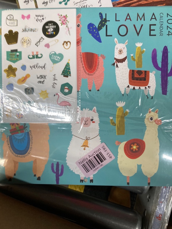 Photo 1 of Llama Love Calendar 2024 with Sticker Pack, 12 x 12 inch, Inspiration Quotes, Llama Gift, Llama Wall Calendar and Sticker Set  2 PACK 