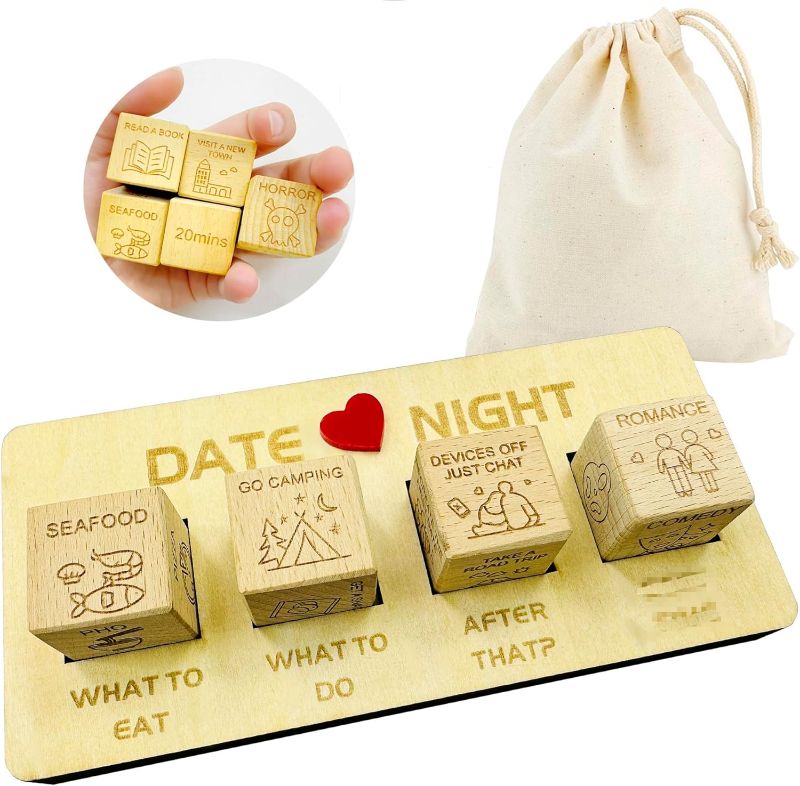 Photo 1 of Date Night Dice After Dark Edition,Wooden Couples Dice,Funny Wedding Gifts, Decision Dice, for Him & Her, Valentine's Day Birthdays Gifts for Married Boyfriend girlfirend    3PACK 