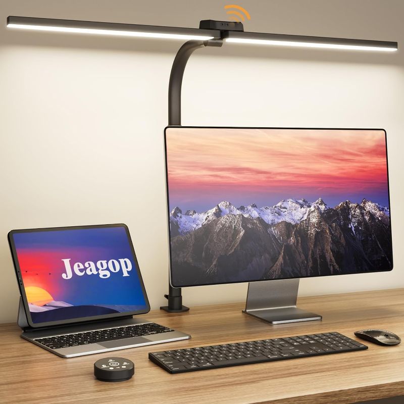Photo 1 of  Lamp for Home Office, 24W Double Head Architect Desk Lamp with Clamp, Remote Control, Adjustable Gooseneck, Stepless Dimming and