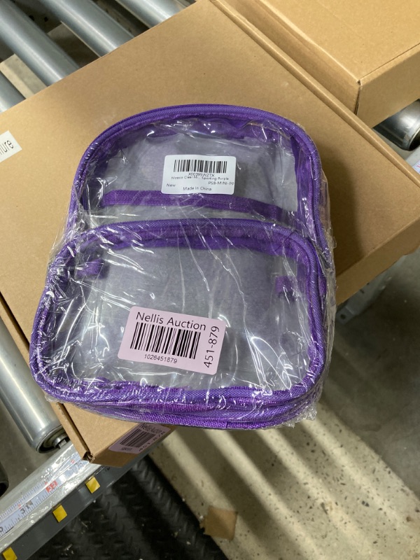 Photo 4 of  2 package Mossio Clear Mini Backpack Stadium Approved, With Reinforced Straps & Front Pocket - Perfect for School, Security & Sporting Purple