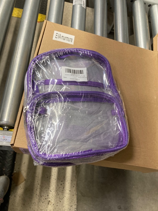 Photo 3 of  2 package Mossio Clear Mini Backpack Stadium Approved, With Reinforced Straps & Front Pocket - Perfect for School, Security & Sporting Purple