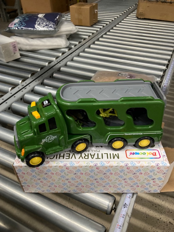 Photo 3 of Doloowee 14 in 1 Green Military Truck Toys, Army Tanks Set with Soldier Men, Army Men Toys, Military Truck Toy with Lights and Sounds, Gifts for Toddler Kids Boys Ages 3+ 14 in 1 Military Trucks