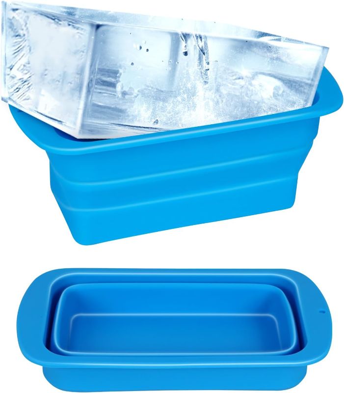 Photo 1 of 
Extra Large Ice Cube Molds for for Ice Bath - 2600ml Per Tray (2-Pack),Dual Molds Makes 11.4 LB Ice Block, Premium Silicone for home refrigerator, Cold...
Size:Large