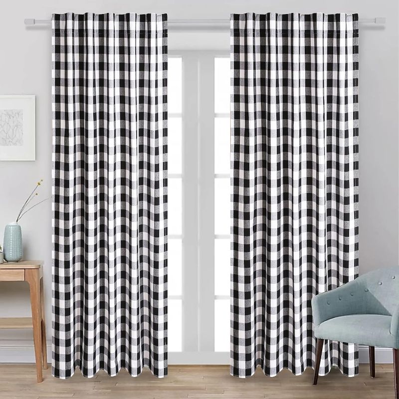 Photo 1 of 
Rod Pocket Back Tab Buffalo Window Curtain Panels - 100% Cotton Gingham Check Plaid Farmhouse Nursery Kitchen Bathroom Living Room Bedroom Door Panels -...
Size:50x96