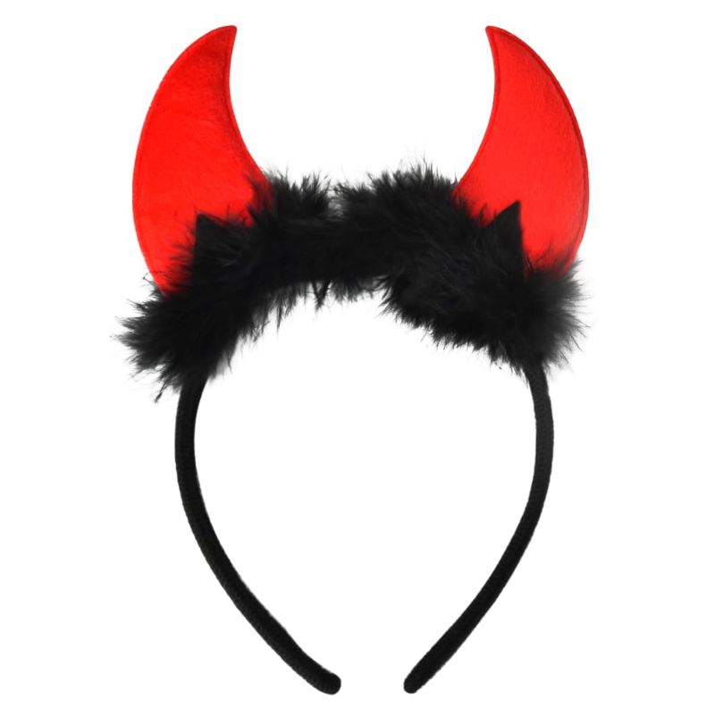 Photo 1 of Halloween Headbands for Women Girls Red Devil Horns Headband Halloween Costume Accessories Halloween Hair Band for Women Girls Cosplay Dress Halloween Party
 3 PACK 