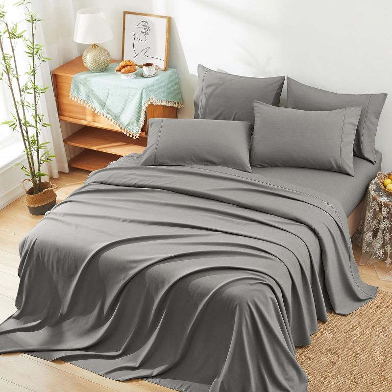 Photo 1 of 
Sheets Twin Size Bed Sheets - 4 Piece Cooling Sheets Silky Grey Twin Sheet Set - Breathable Luxury Bedding Sheets & Pillowcases