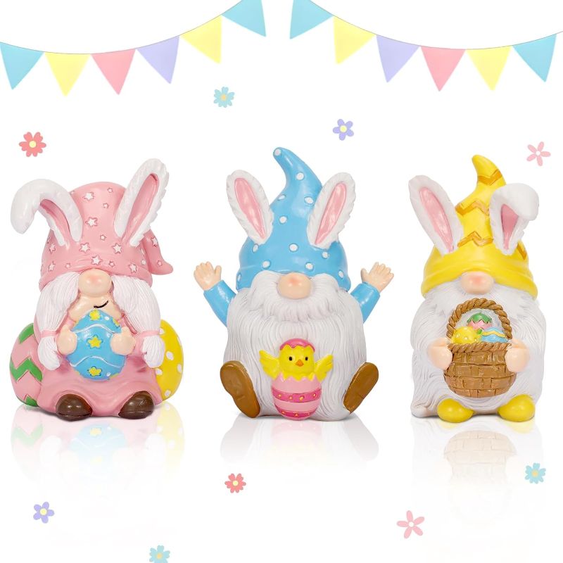 Photo 1 of 3 PCS Easter Gnomes Decor Resin Easter Bunnys Figurines,Easter Gnome Tiered Tray Decorations Scandinavian Tomte Gnomes Spring Figurines Table Ornament Decor for Easter Decor Gift https://a.co/d/1yVb25u