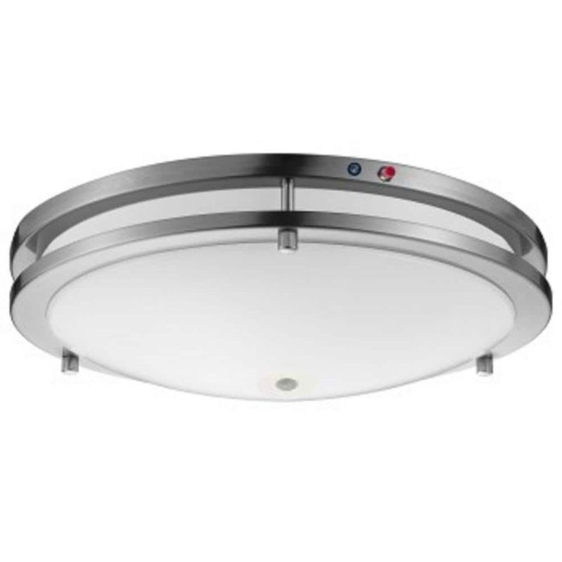 Photo 1 of 16" Brushed Nickel Selectable LED Flush Mount w/ Motion Sensor & Battery Backup