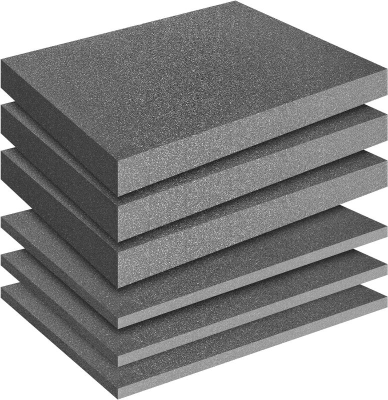 Photo 1 of 16" X 12" X (0.4" and 1.5")- 4 Pack Packing Foam Sheets Grey Cuttable Foam Inserts for Cases High Density Foam Case Insert for Packing Cases and Crafts
